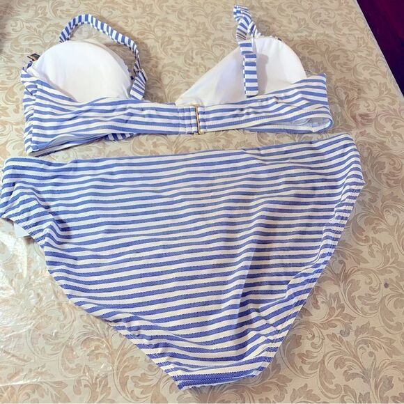 Time and Tru Swimsuit Bikini Blue/White Striped Sz 3X 24W-26W NWT Gorgeous - Picture 5 of 8